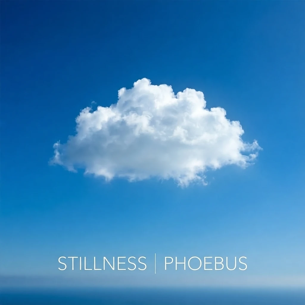 Illustration du single Stillness par Phoebus : un nuage blanc pur dans un ciel bleu azur clair.