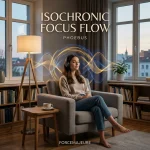 Femme en relaxation écoutant des ondes isochroniques pour la concentration Isochronic Focus Flow Phoebus ForceMajeure